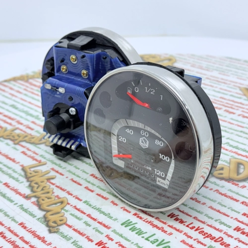 Compteur kilométrique LVDUE VESPA PX PE MY MILLENNIUM 125 150 200 120 km/h adaptateur ro 583074 Noir arc-en-ciel avec cadre chromé
