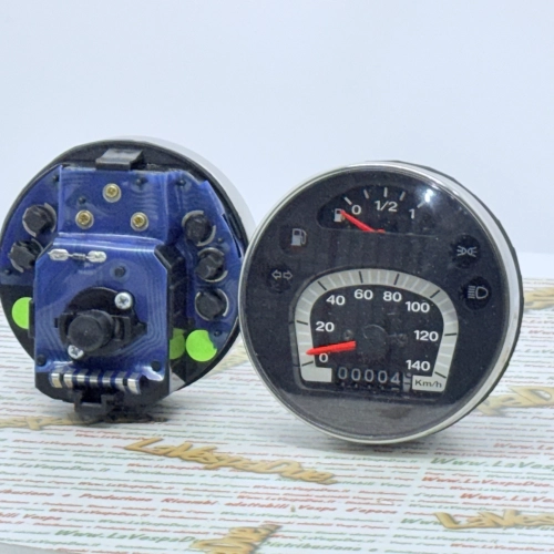 Compteur kilométrique VESPA PX PE MY MILLENNIUM 125 150 200 140 km/h adaptateur ro 583074 Noir arc-en-ciel avec cadre chromé