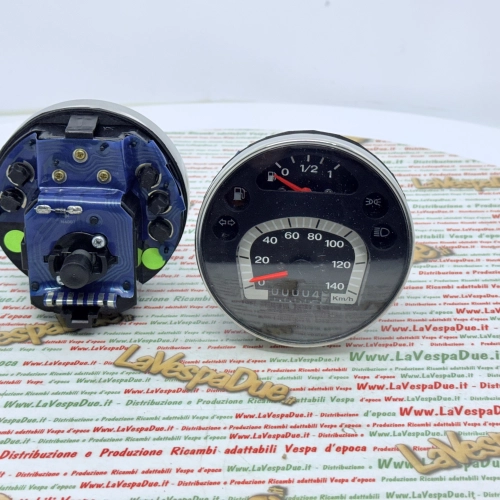 Compteur kilométrique VESPA PX PE MY MILLENNIUM 125 150 200 140 km/h adaptateur ro 583074 Noir arc-en-ciel avec cadre chromé