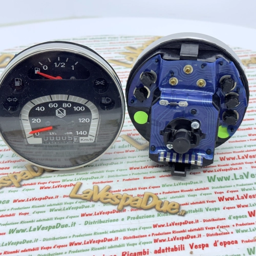 Kilometerzähler LVDUE VESPA PX PE MY MILLENNIUM 125 150 200 140 km/h Adapter ro 583074 Schwarzer Regenbogen mit Chromrahmen