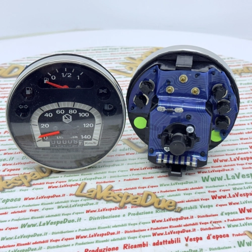 Kilometerzähler LVDUE VESPA PX PE MY MILLENNIUM 125 150 200 140 km/h Adapter ro 583074 Schwarzer Regenbogen mit Chromrahmen