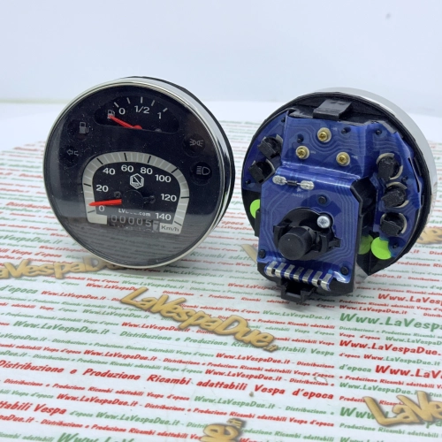 Kilometerzähler LVDUE VESPA PX PE MY MILLENNIUM 125 150 200 140 km/h Adapter ro 583074 Schwarzer Regenbogen mit Chromrahmen