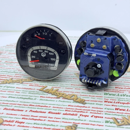 Kilometerzähler LVDUE VESPA PX PE MY MILLENNIUM 125 150 200 140 km/h Adapter ro 583074 Schwarzer Regenbogen mit Chromrahmen