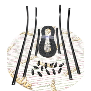Juego de listones de estribera negros semibrillantes para VESPA 90 50 125 NLR SPECIAL PRIMAVERA ET3 ro 154668 610232M, completo en aluminio blando con listones y puntas negras.