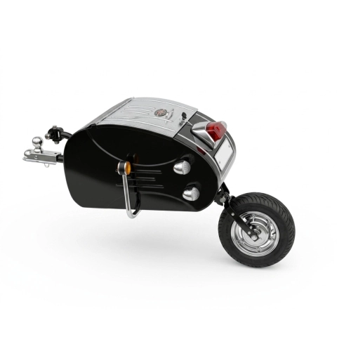 Remolque tipo carro pintado de blanco para colocar en la parte trasera, adaptable a VESPA LAMBRETTA y a todos los scooters o motocicletas tipo PAV.