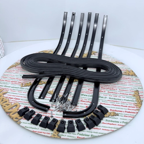 Set of semi-gloss black footboard strips for VESPA 125 150 SUPER GTR GT TS SPRINT VELOCE 180 200 RALLY ro 610233M complete in soft aluminum with black strips and tips