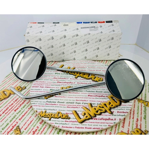 Paire de rétroviseurs chromés pour VESPA PX PE MY 125 150 200 d'origine PIAGGIO, droit et gauche, avec tige sans filetage, pour modèles à partir de 1998, référence CM028003